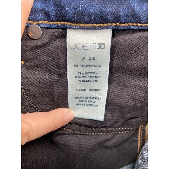 JOE'S JEANS Womens Sz 26 Blue High Rise Skinny Ankle Whiskers Amsterdam‎ - Picture 10 of 13